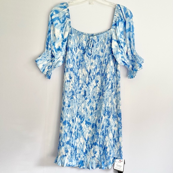 Faithfull the Brand Blue Roos Tie Dye Magnolia Mini Dress US 8 - Picture 2 of 8